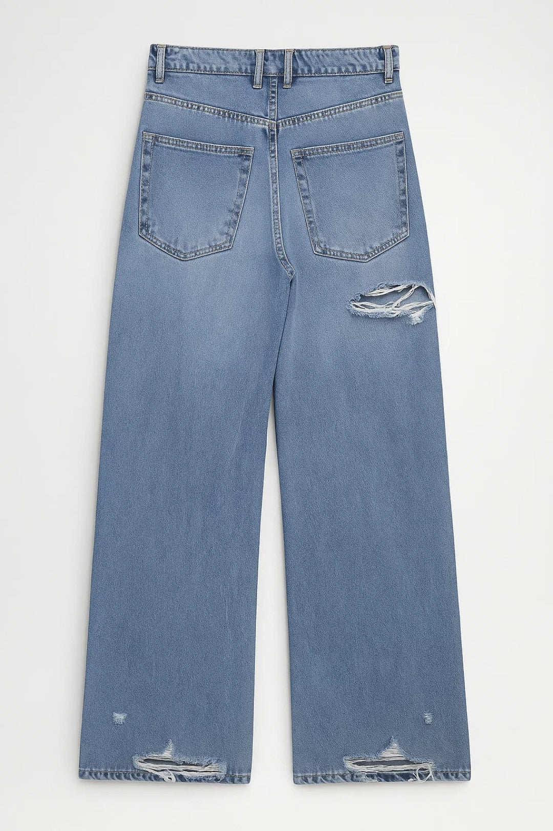 Naisten Farkut | Leveälahkeinen Muoto Rikkoutuneilla Yksityiskohdilla | Rentoa Katutyyliä