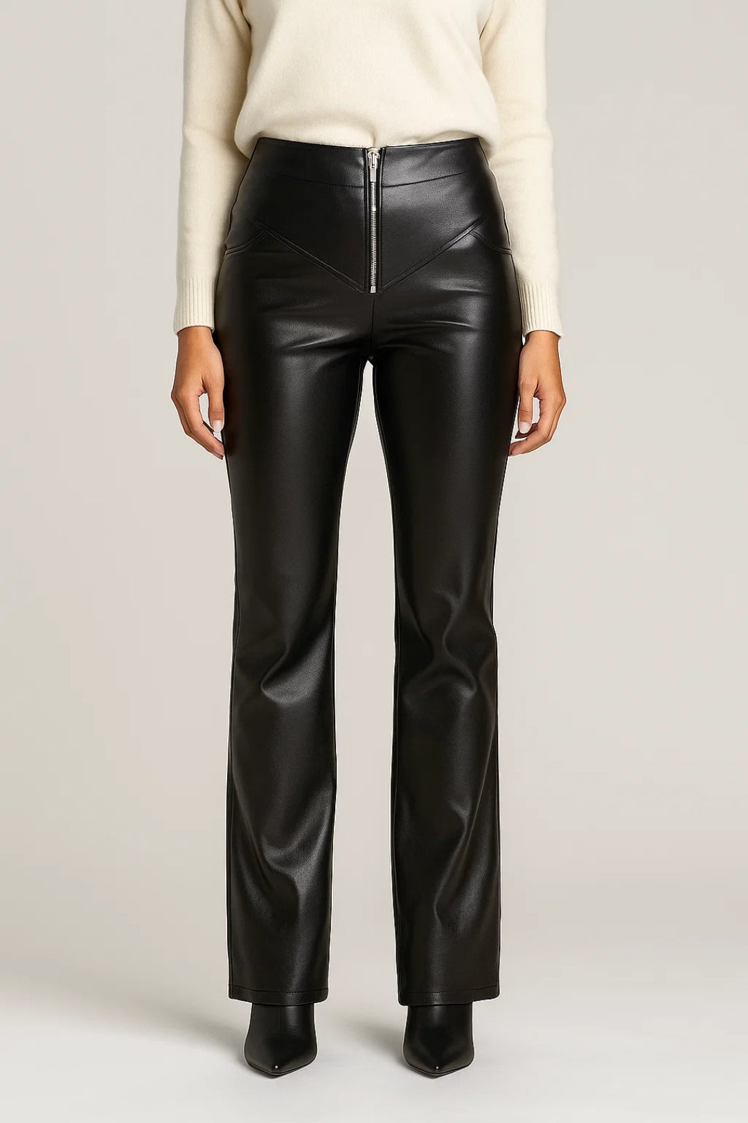 Naistenhousut | Korkea vyötärö, levenevät lahkeet ja vetoketjuyksityiskohta | Tyylikäs ja rohkea syksyyn