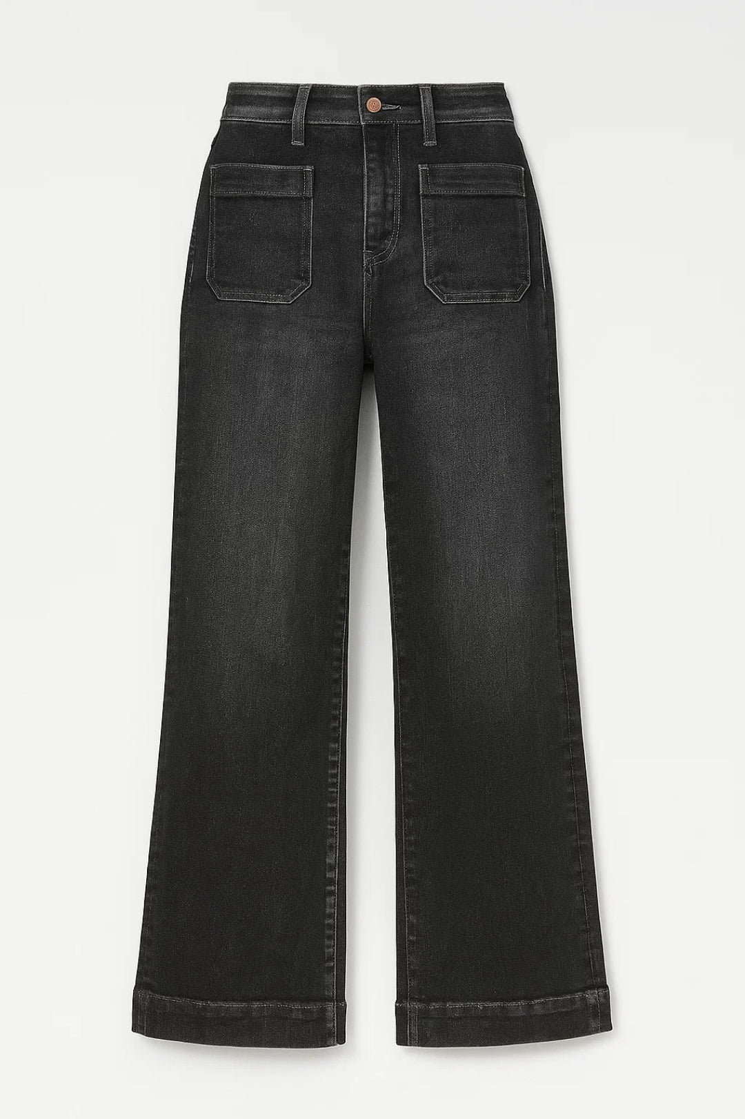 Korkeavyötäröiset Farkut | Suorat Lahkeet Taskuilla | Rentoa Mukavuutta