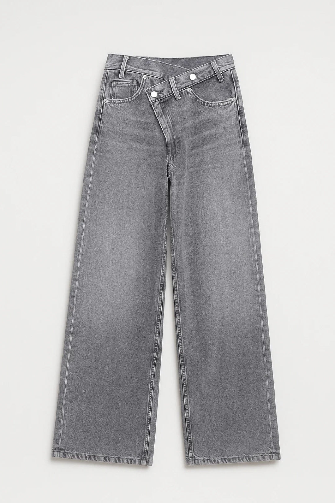 Löysät Naistenhousut | Korkea Vyötärö Asymmetrisella Sulkemisella | Moderni ja Mukava