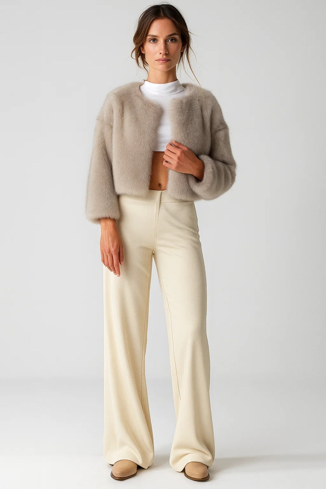 Lyhyt Tekoturkki | Ylellinen Ilme | Musta tai Beige