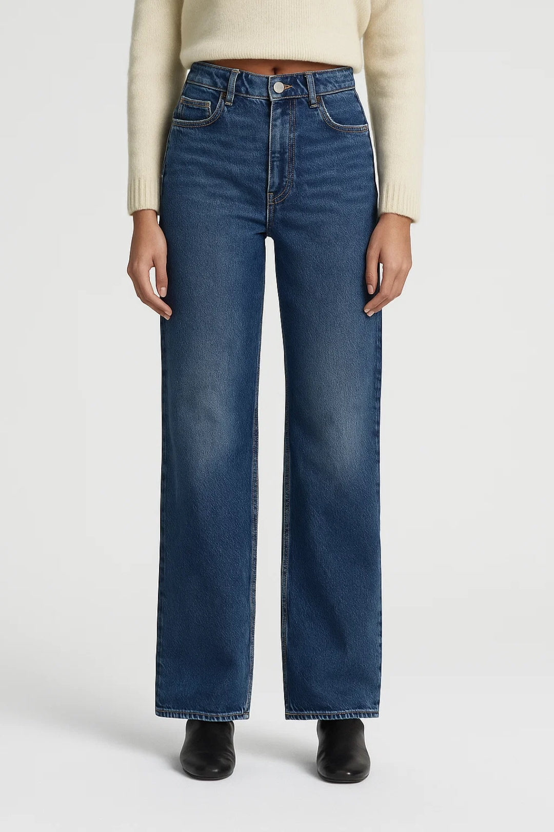 Naisten farkut | Korkea vyötärö, leveät lahkeet | Ajaton ja monikäyttöinen joka päivälle