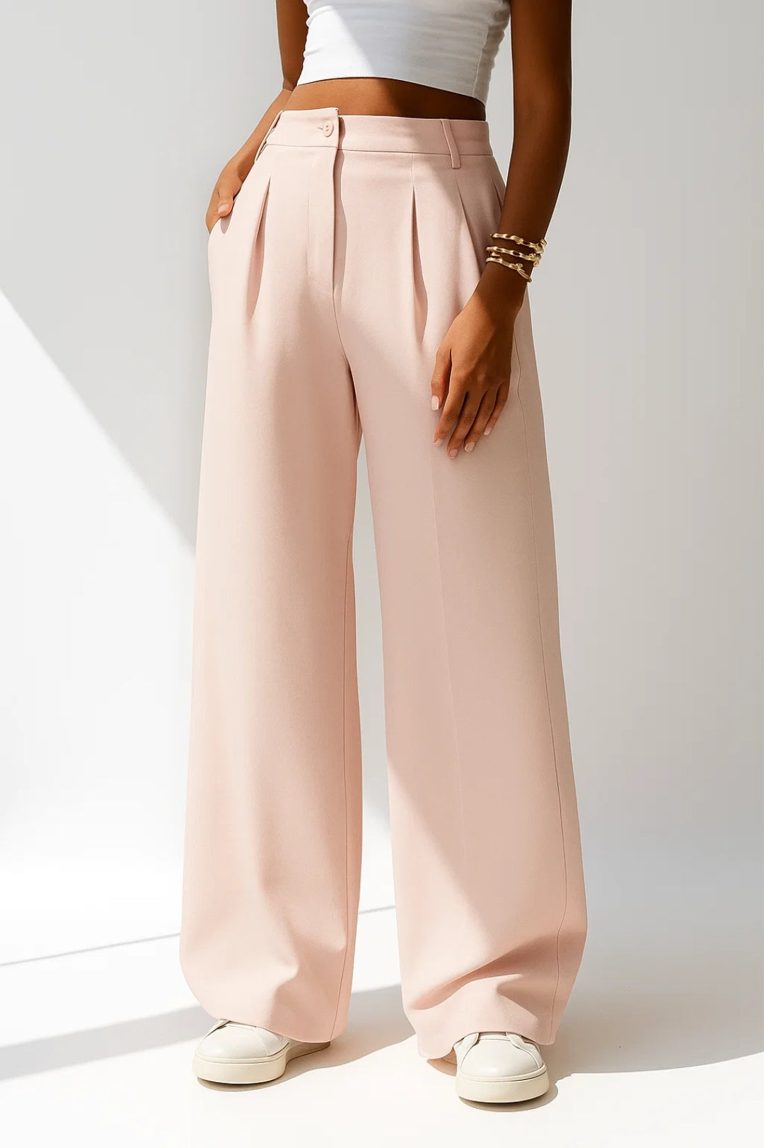 Wide Leg Housut | Korkea Vyötärö | Mukava & Tyylikäs