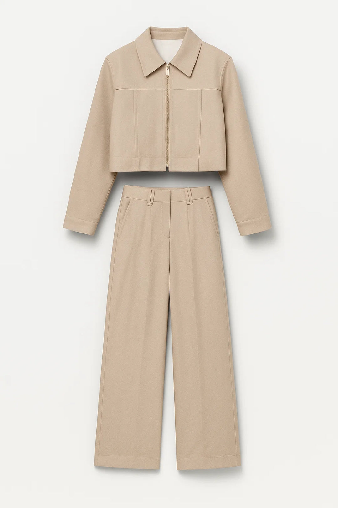 Kaksiosainen Setti Vetoketjulla | Minimalistinen Ilme | Mukavuus ja Tyyli