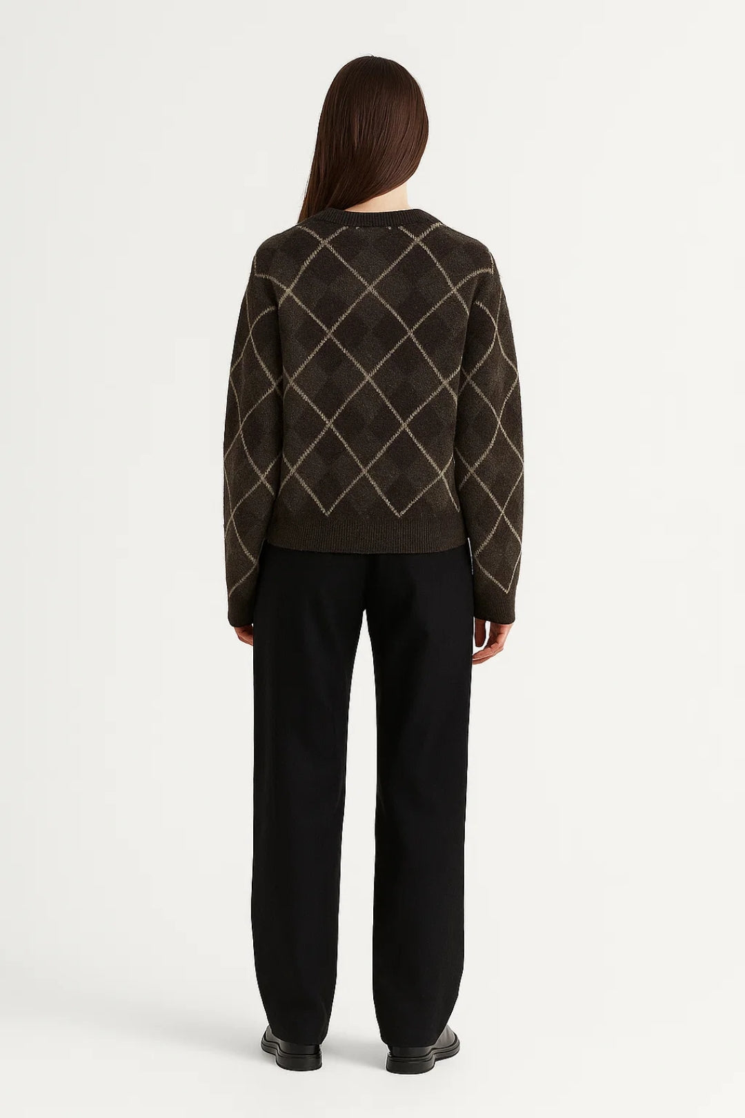 Naisten Neule | Klassinen Ruudullinen Kuosi ja Pyöreä Kaula-aukko | Tyylikäs ja Mukava