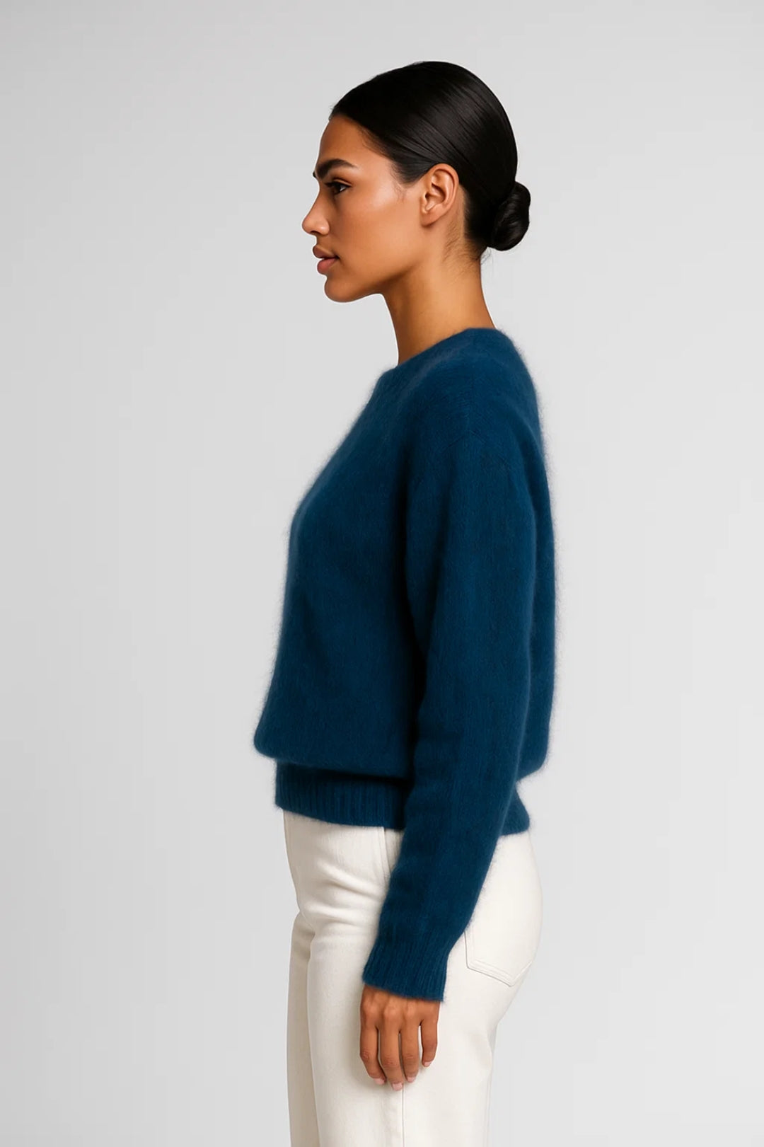 Harjattu Naisten Neule | Pyöreä Kaula-aukko Pehmeällä Rakenteella | Mukava ja Tyylikäs