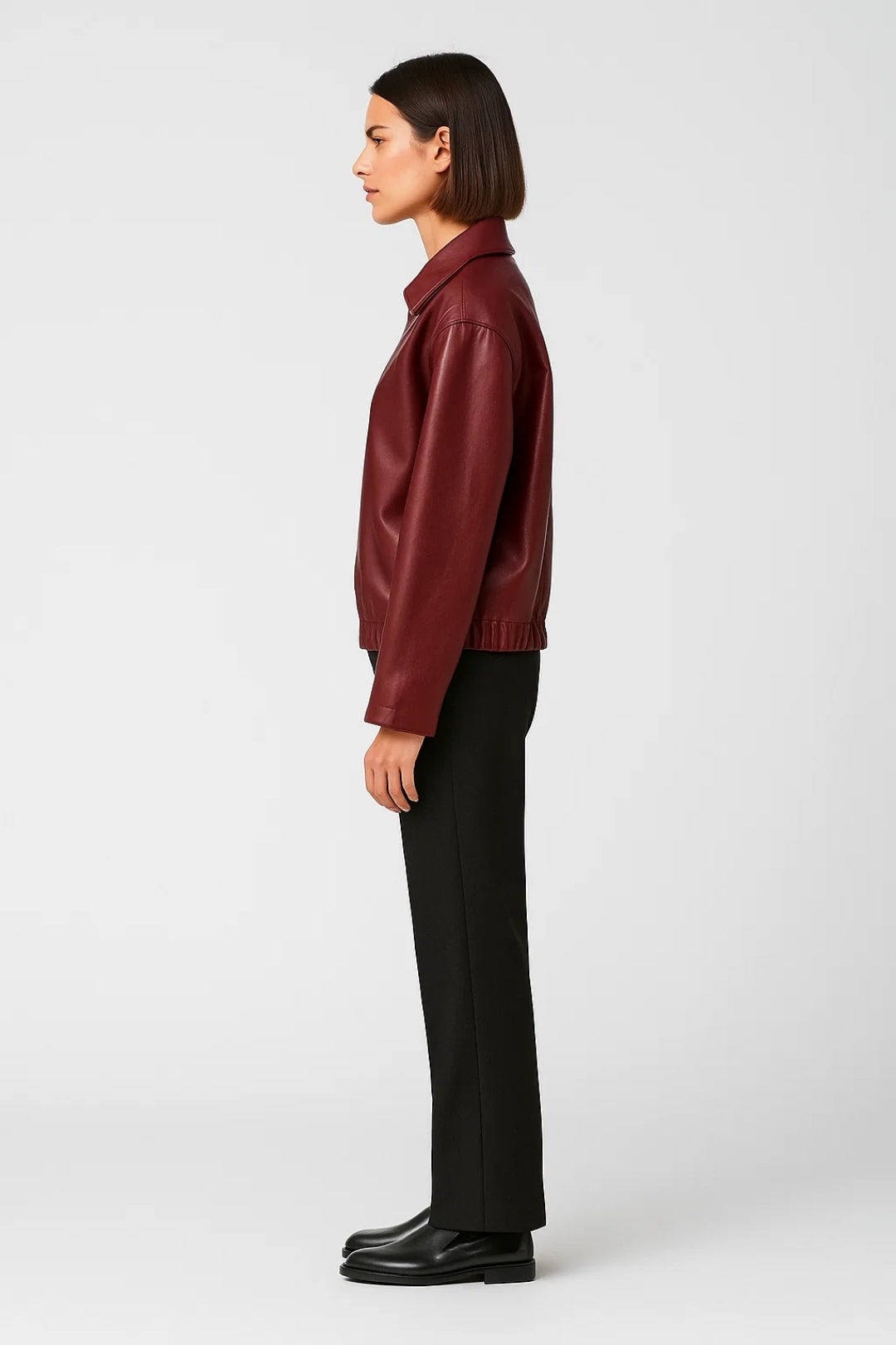 Lyhyt Nahkatakki | Syvä Bordeauxpunainen