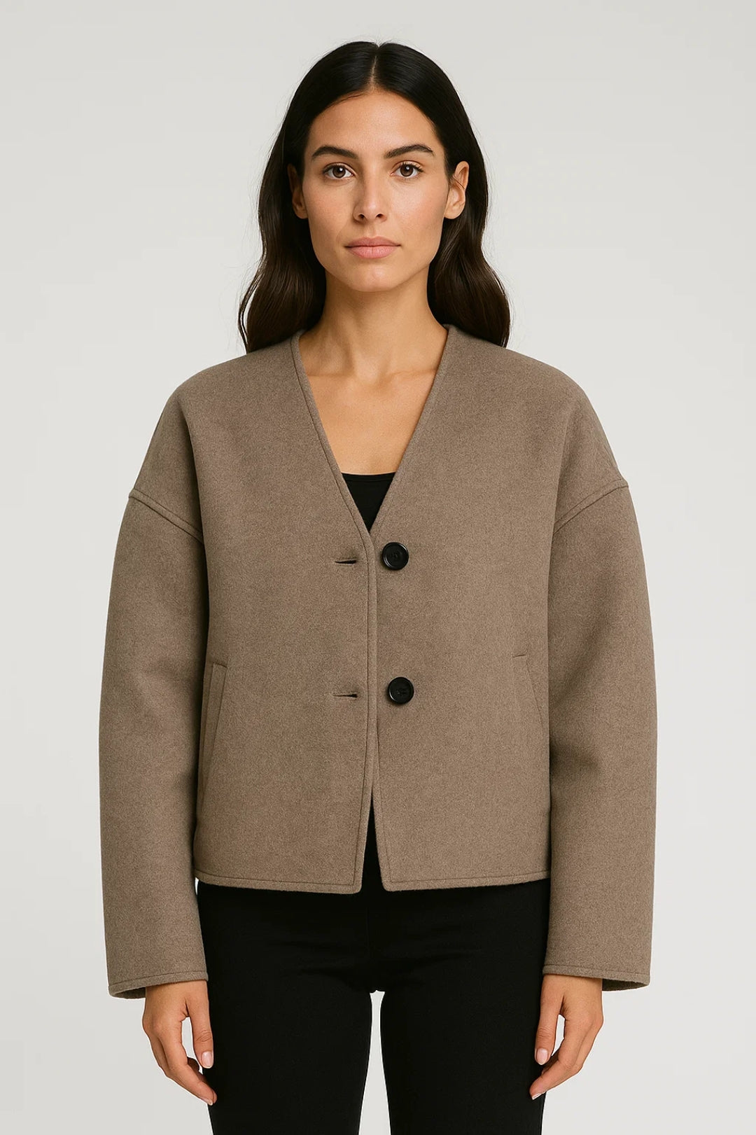 Lyhyt Jassen Kokoelma | Naisten takki V-pääntiellä ja nappikiinnityksellä | Kevyt ja Hengittävä